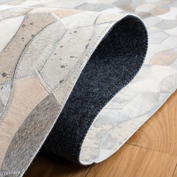 Studio Leather 226 Flat Weave 100% Hair On Leather Pile 0 Rug Ivory / Grey 100% Hair on Leather Pile STL226F-5