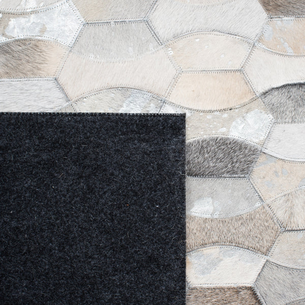 Studio Leather 226 Flat Weave 100% Hair On Leather Pile 0 Rug Ivory / Grey 100% Hair on Leather Pile STL226F-5