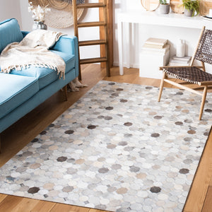 Studio Leather 227 Luxurious 100% Hair On Leather Pile Flat Weave Rug for Elegant Home Décor