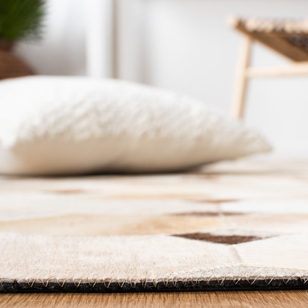 Studio Leather 228 Flat Weave 100% Hair On Leather Pile 0 Rug Ivory / Brown 100% Hair on Leather Pile STL228A-5