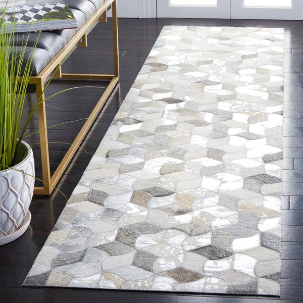 Studio Leather 229 Flat Weave 100% Hair On Leather Pile 0 Rug Ivory / Grey 100% Hair on Leather Pile STL229F-29