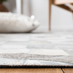 Studio Leather 229 Flat Weave 100% Hair On Leather Pile 0 Rug Ivory / Grey 100% Hair on Leather Pile STL229F-5