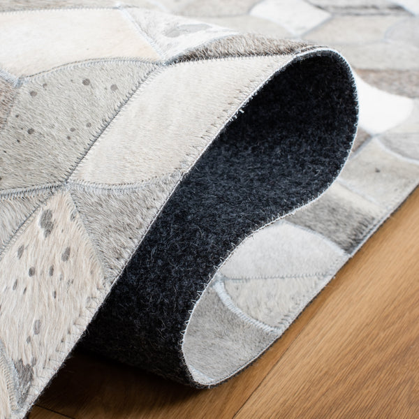 Studio Leather 229 Flat Weave 100% Hair On Leather Pile 0 Rug Ivory / Grey 100% Hair on Leather Pile STL229F-5