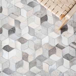 Studio Leather 229 Flat Weave 100% Hair On Leather Pile 0 Rug Ivory / Grey 100% Hair on Leather Pile STL229F-5