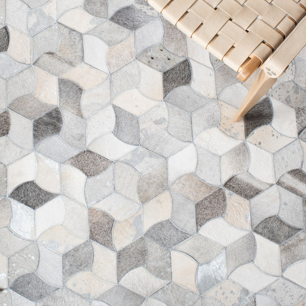Studio Leather 229 Flat Weave 100% Hair On Leather Pile 0 Rug Ivory / Grey 100% Hair on Leather Pile STL229F-5