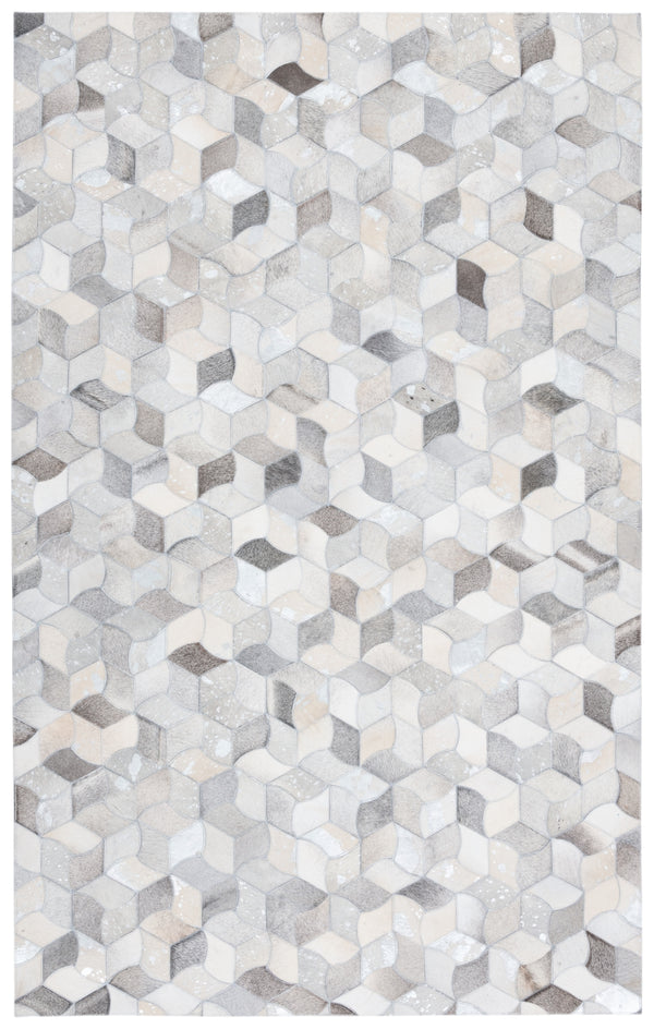 Studio Leather 229 Flat Weave 100% Hair On Leather Pile 0 Rug Ivory / Grey 100% Hair on Leather Pile STL229F-5