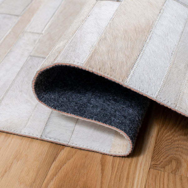 Safavieh Studio Leather 800 Hand Woven 70% Leather and 30% Felted Cloth Natural Hide Rug STL804A-9