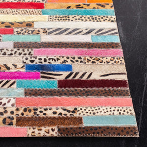 Safavieh Studio Leather 800 Hand Woven 70% Leather and 30% Felted Cloth Natural Hide Rug STL808A-6R