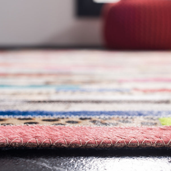 Safavieh Studio Leather 800 Hand Woven 70% Leather and 30% Felted Cloth Natural Hide Rug STL808A-6R