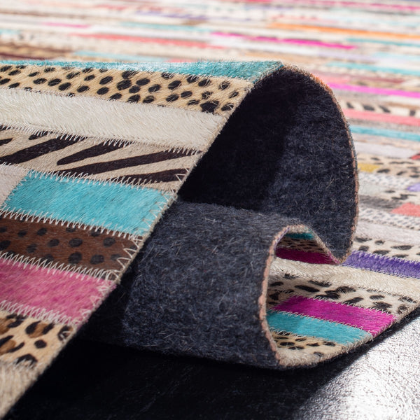 Safavieh Studio Leather 800 Hand Woven 70% Leather and 30% Felted Cloth Natural Hide Rug STL808A-6R