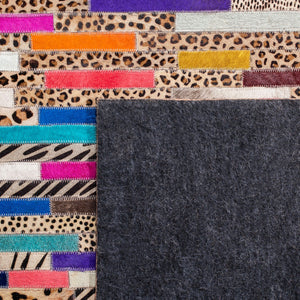 Safavieh Studio Leather 800 Hand Woven 70% Leather and 30% Felted Cloth Natural Hide Rug STL808A-6R