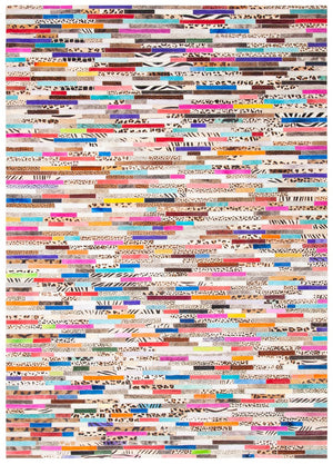 Safavieh Studio Leather 800 Hand Woven 70% Leather and 30% Felted Cloth Natural Hide Rug STL808A-6R