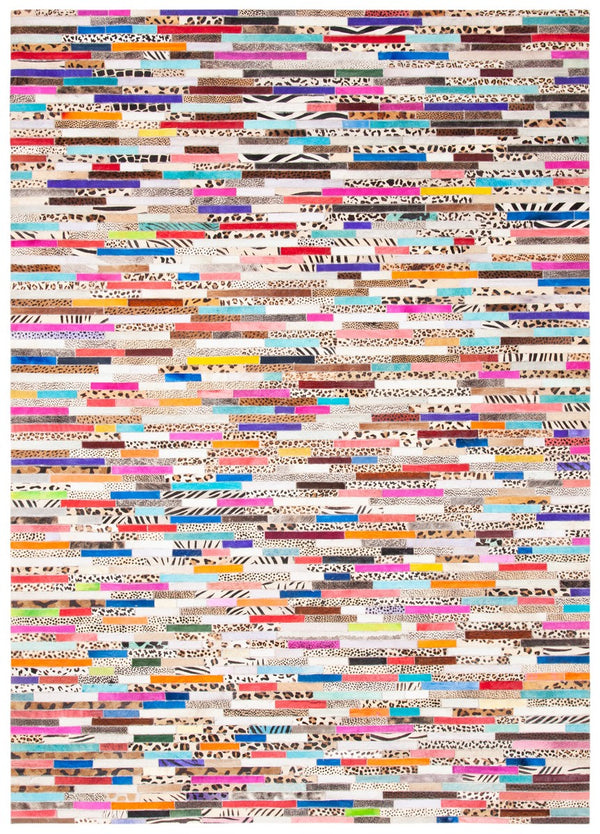 Safavieh Studio Leather 800 Hand Woven 70% Leather and 30% Felted Cloth Natural Hide Rug STL808A-6R