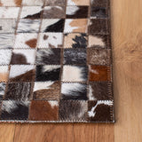 Studio Leather 800 Natural Hide Hand Woven 70% Leather, 30% Felted Cloth Rug Beige / Brown