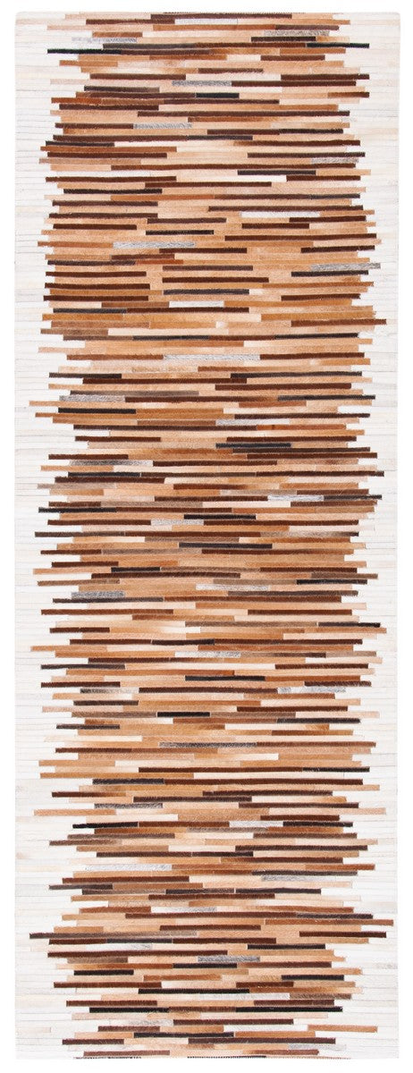 Safavieh Studio Leather 800 Hand Woven 70% Leather and 30% Felted Cloth Natural Hide Rug STL814A-6R