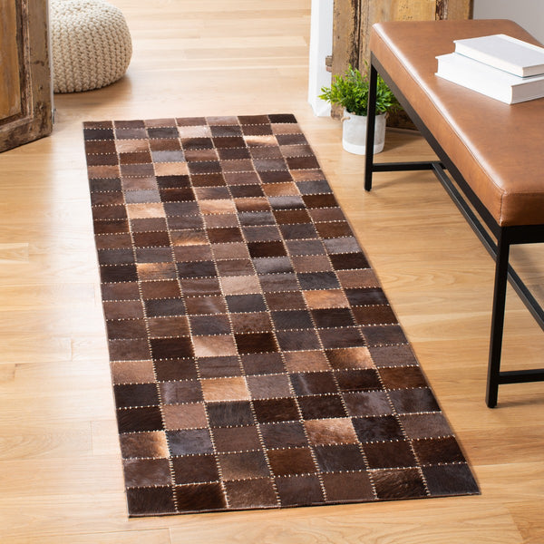 Safavieh Studio Leather 800 Hand Woven 70% Leather and 30% Felted Cloth Natural Hide Rug STL815T-6R