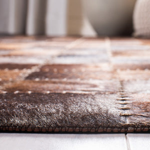 Safavieh Studio Leather 800 Hand Woven 70% Leather and 30% Felted Cloth Natural Hide Rug STL815T-6R