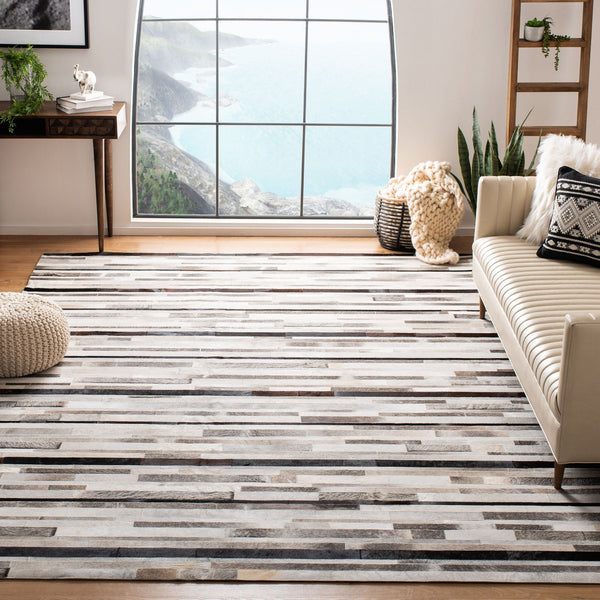 Safavieh Studio Leather 800 Hand Woven 70% Leather and 30% Felted Cloth Natural Hide Rug STL816A-6R