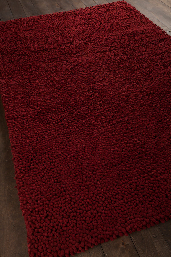 Chandra Rugs Strata 100% Wool Hand-Woven Contemporary Rug Deep Red 9' x 13'