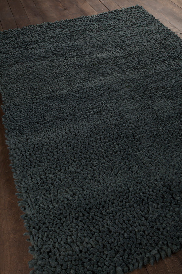 Chandra Rugs Strata 100% Wool Hand-Woven Contemporary Rug Black 9' x 13'