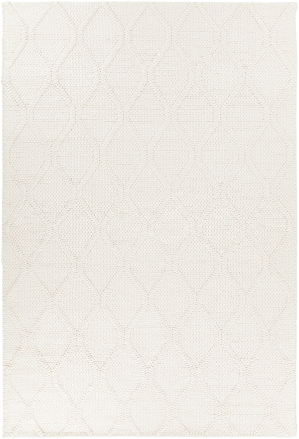 Chandra Rugs Sujan 50% Wool + 50% Viscose Hand-Woven Contemporary Rug White 9' x 13'