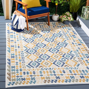 Safavieh Sunrise 622 Flatweave Indoor / Outdoor Rug Ivory / Blue Gold 8' x 10'
