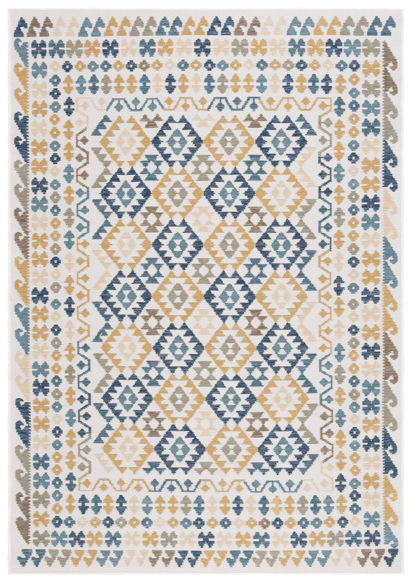 Safavieh Sunrise 622 Flatweave Indoor / Outdoor Rug Ivory / Blue Gold 8' x 10'