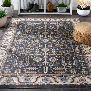 Safavieh Sunrise 627 Flatweave Indoor / Outdoor Rug Ivory / Grey Black 8' x 10'