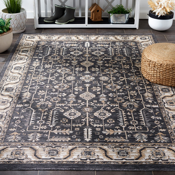 Safavieh Sunrise 627 Flatweave Indoor / Outdoor Rug Ivory / Grey Black 8' x 10'