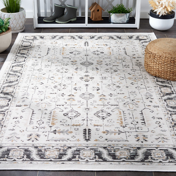 Safavieh Sunrise 627 Flatweave Indoor / Outdoor Rug Ivory / Grey Black 8' x 10'