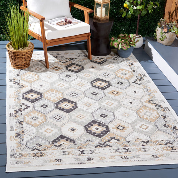 Safavieh Sunrise 630 Flatweave Indoor / Outdoor Rug Ivory / Grey Black 8' x 10'