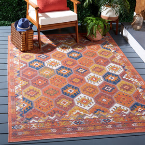 Safavieh Sunrise 630 Flatweave Indoor / Outdoor Rug Gold / Rust Blue 8' x 10'