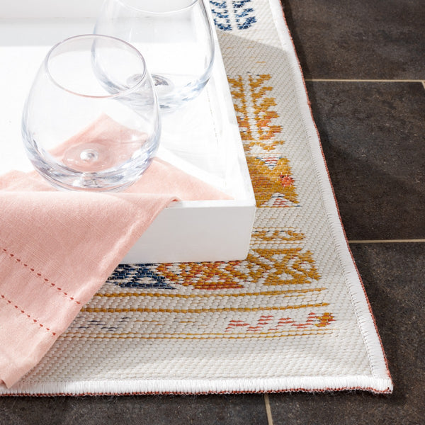 Safavieh Sunrise 630 Flatweave Indoor / Outdoor Rug Gold / Rust Blue 8' x 10'