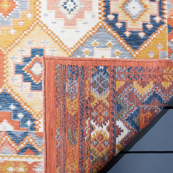 Safavieh Sunrise 630 Flatweave Indoor / Outdoor Rug Gold / Rust Blue 8' x 10'