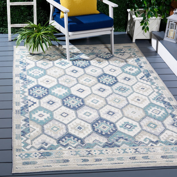 Safavieh Sunrise 630 Flatweave Indoor / Outdoor Rug Grey / Blue Ivory 8' x 10'