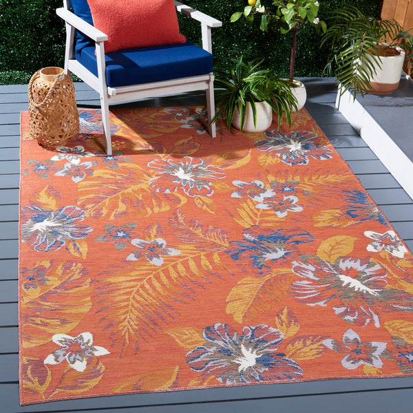 Safavieh Sunrise 671 Flatweave Indoor / Outdoor Rug Ivory / Rust Blue 8' x 10'