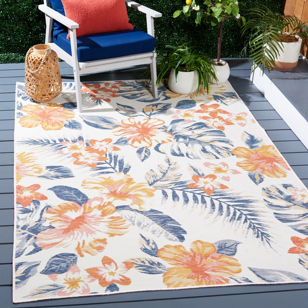 Safavieh Sunrise 671 Flatweave Indoor / Outdoor Rug Ivory / Rust Blue 8' x 10'