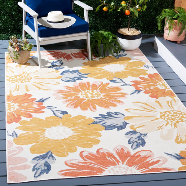 Safavieh Sunrise 689 Flatweave Indoor / Outdoor Rug Ivory / Rust Gold 8' x 10'