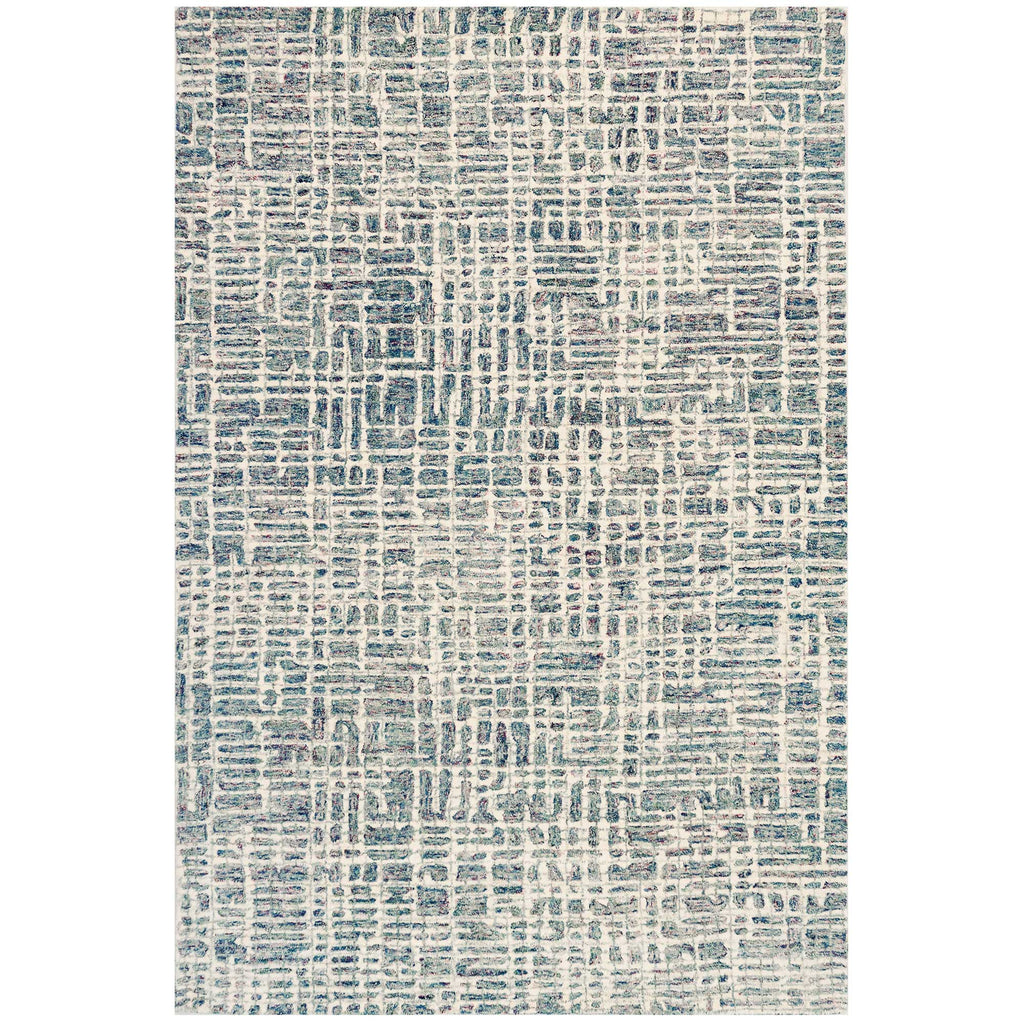 Trans-Ocean Liora Manne Savannah Grid Contemporary Indoor Hand Tufted 100% Wool Pile Rug Ocean 8'3" x 11'6"