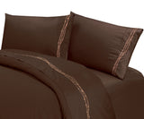 HiEnd Accents 350TC Barbwire Embroidered Sheet Set SW3500-KG-CH Brown 100% cotton 108x102x0.2