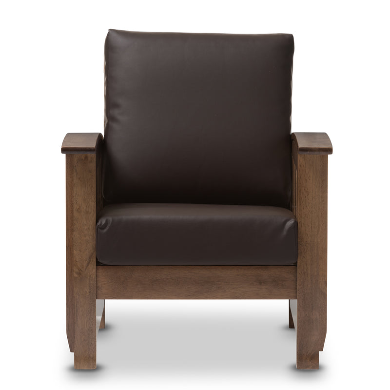 Charlotte Modern Classic Mission Style Walnut Brown Wood and Dark