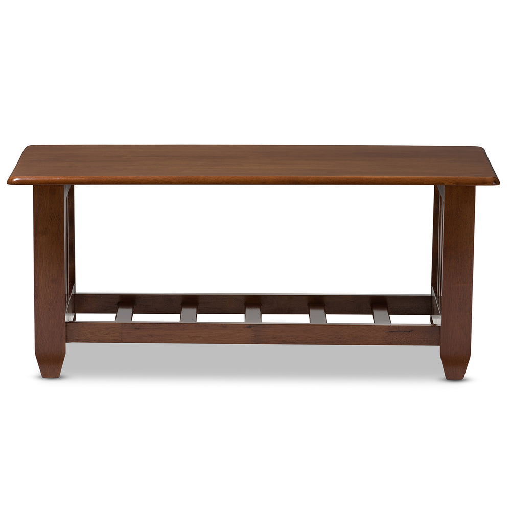 Baxton Studio Larissa Modern Classic Mission Style Cherry Finished Brown Wood Living Room Occasional Coffee Table