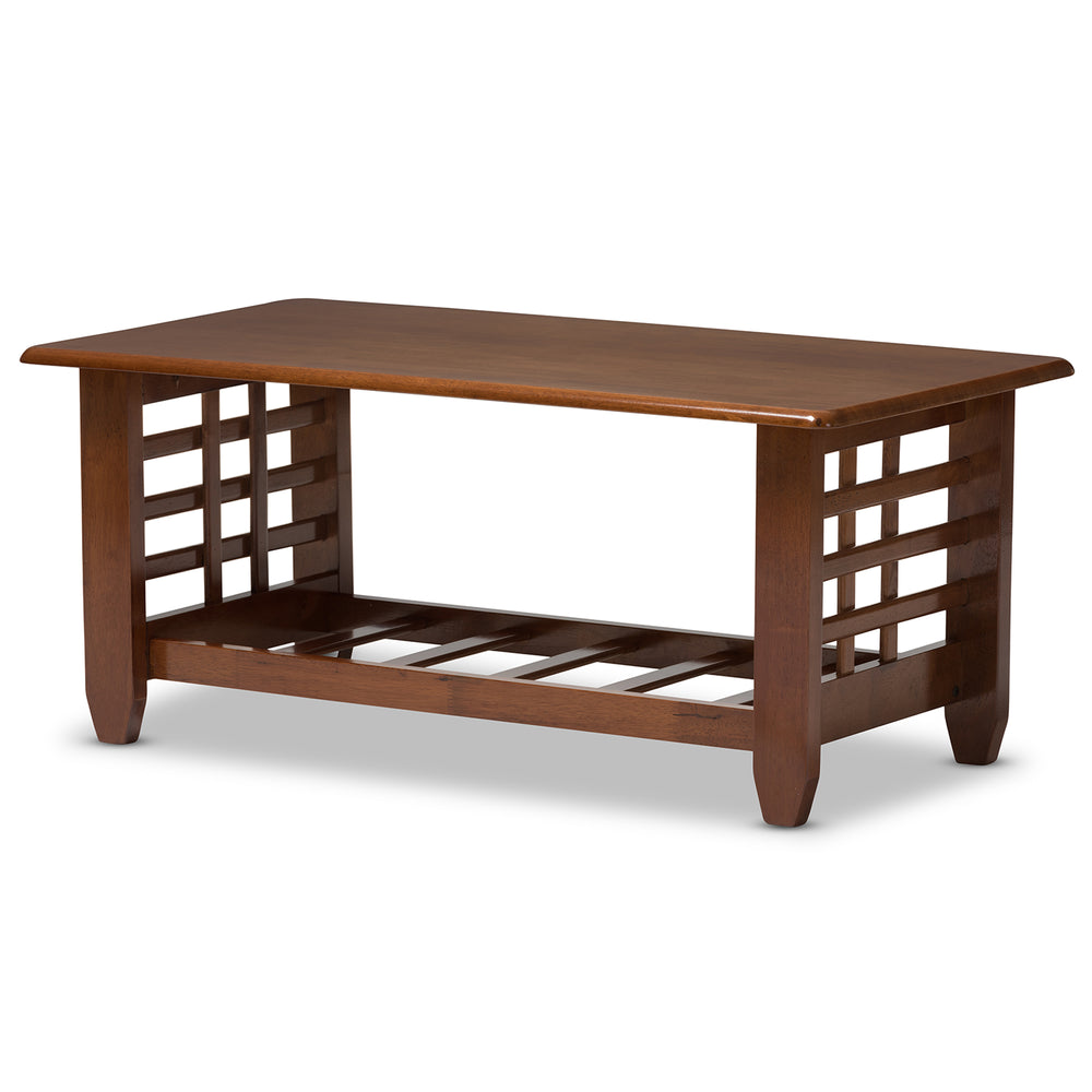 Baxton Studio Larissa Modern Classic Mission Style Cherry Finished Brown Wood Living Room Occasional Coffee Table