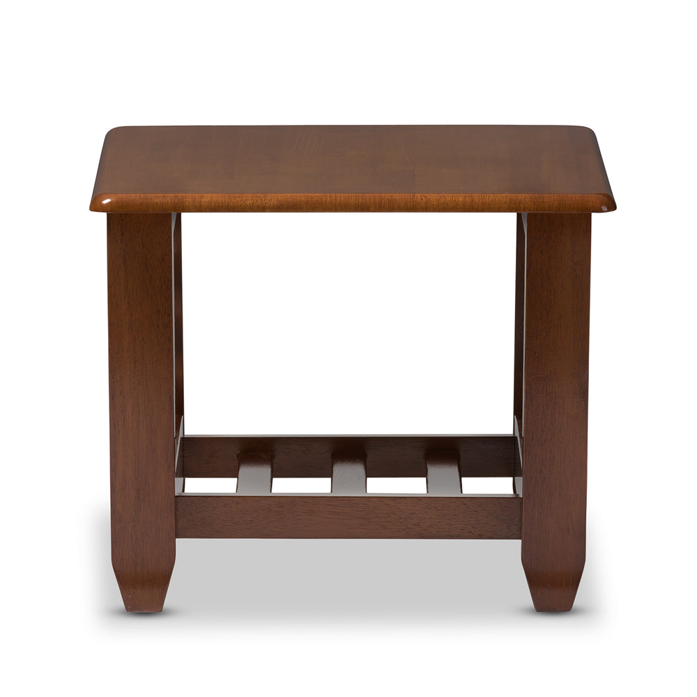 Baxton Studio Larissa Modern Classic Mission Style Cherry Finished Brown Wood Living Room Occasional End Table