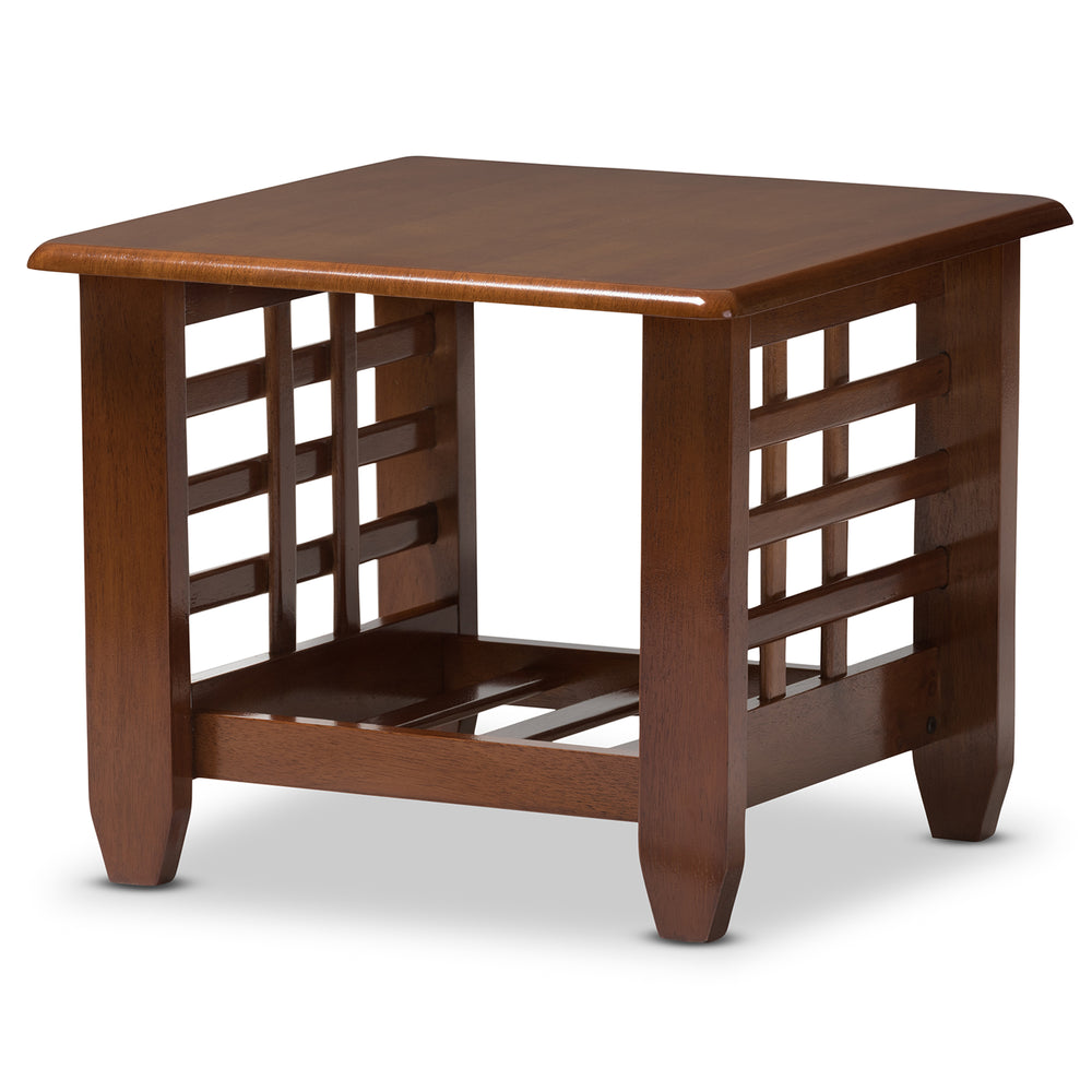 Baxton Studio Larissa Modern Classic Mission Style Cherry Finished Brown Wood Living Room Occasional End Table