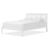 Celine Modern and Contemporary Geometric Pattern White Solid Wood Full Size Platform Bed