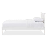 Baxton Studio Celine Modern and Contemporary Geometric Pattern White Solid Wood Queen Size Platform Bed 