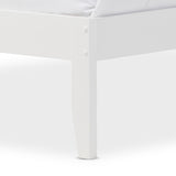 Baxton Studio Celine Modern and Contemporary Geometric Pattern White Solid Wood Queen Size Platform Bed 