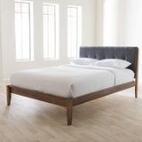 Baxton Studio Leyton Mid-Century Modern Grey Fabric Upholstered King Size Platform Bed 