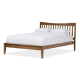 Edeline Mid-Century Modern Solid Walnut Wood Curvaceous Slatted King Size Platform Bed